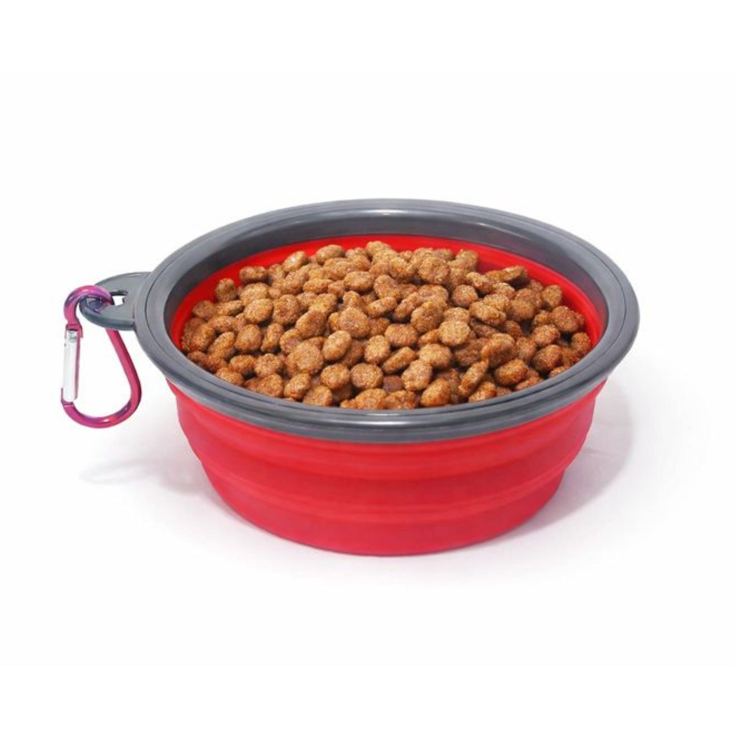 Ciotola da viaggio pieghevole in silicone – Ciotola da trasporto leggera per cani e gatti con gancio – 350 ml, colore casuale