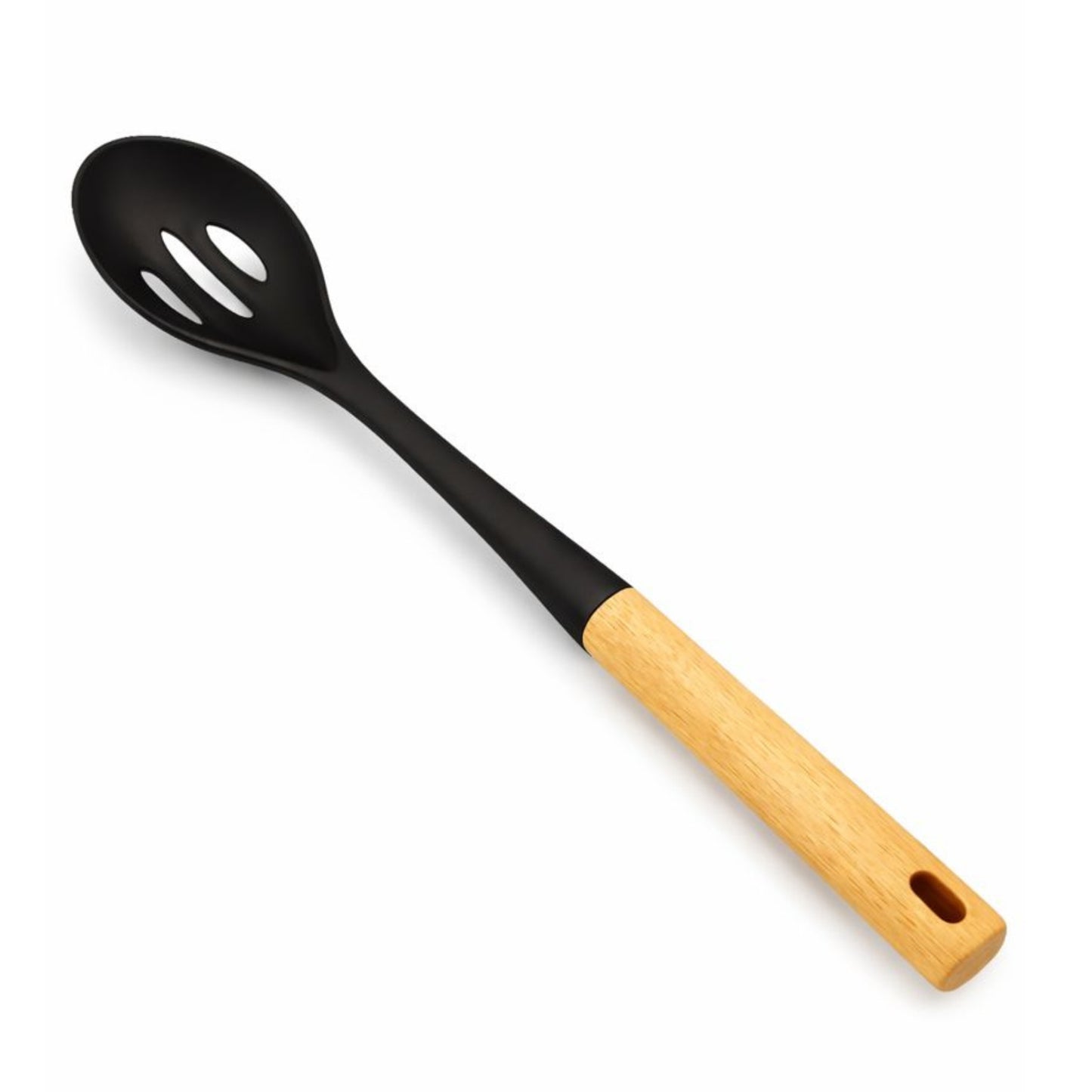 Cucchiaio da cucina lungo – Manico in legno e punta in nylon resistente – Utensile antiaderente per mescolare e cucinare