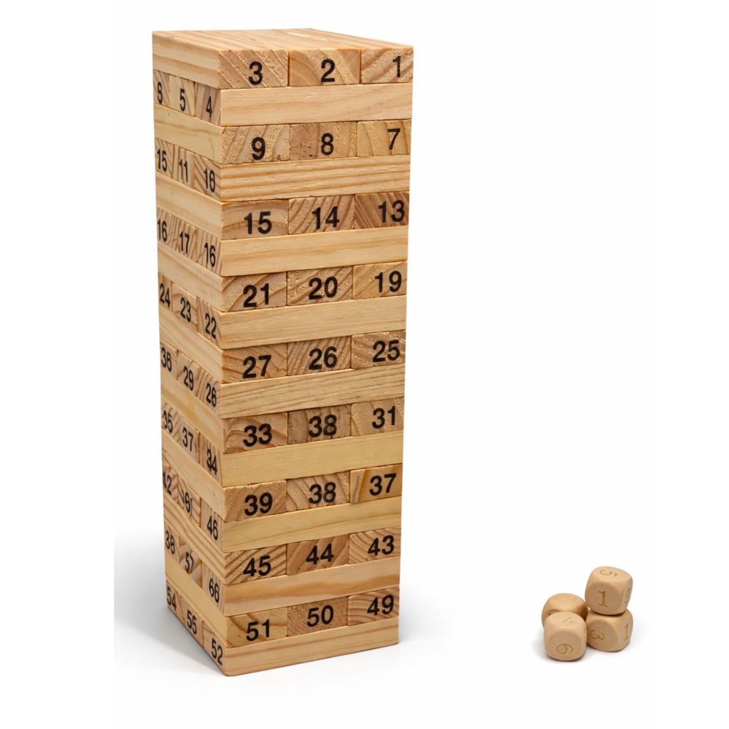 Set di blocchi di legno con dadi numerati – Gioco di equilibrio, costruzione e abilità motorie – Tutte le età