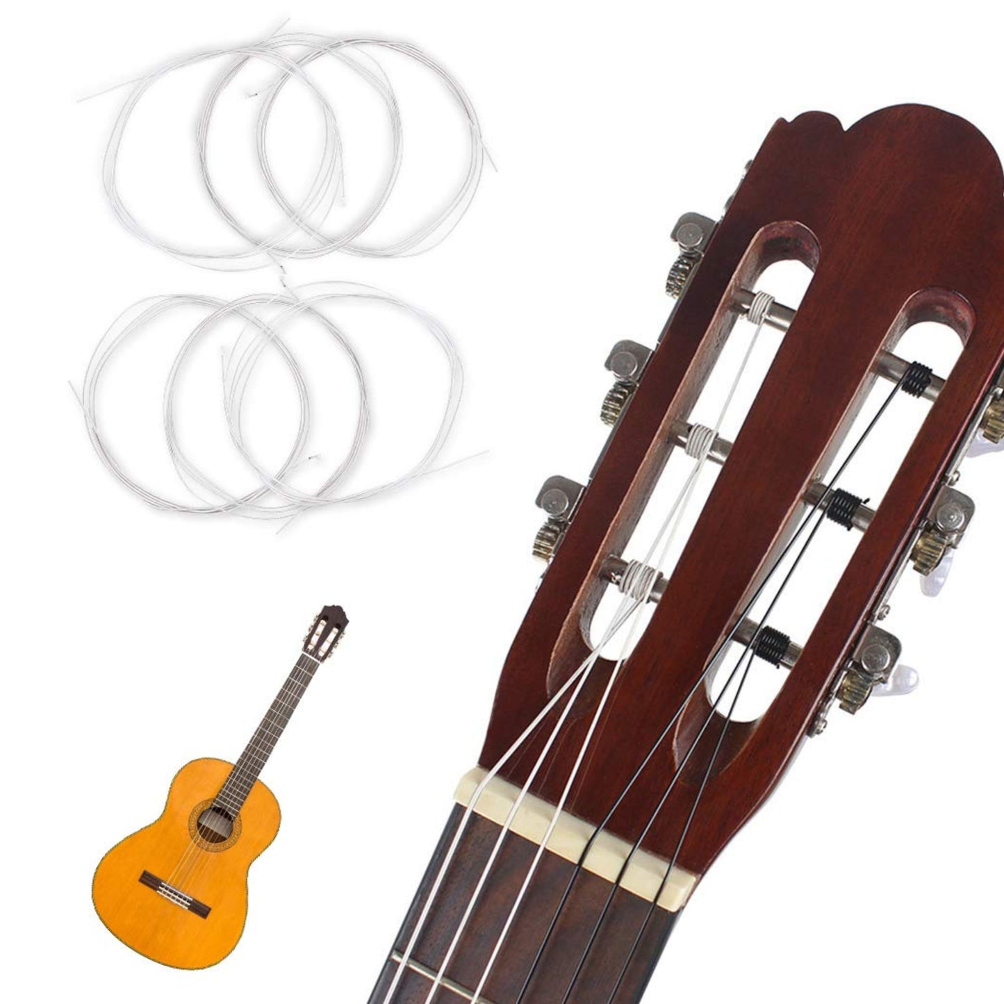 Cordes pour Guitare Classique – Set de 6 Cordes Nylon –  ~105 cm