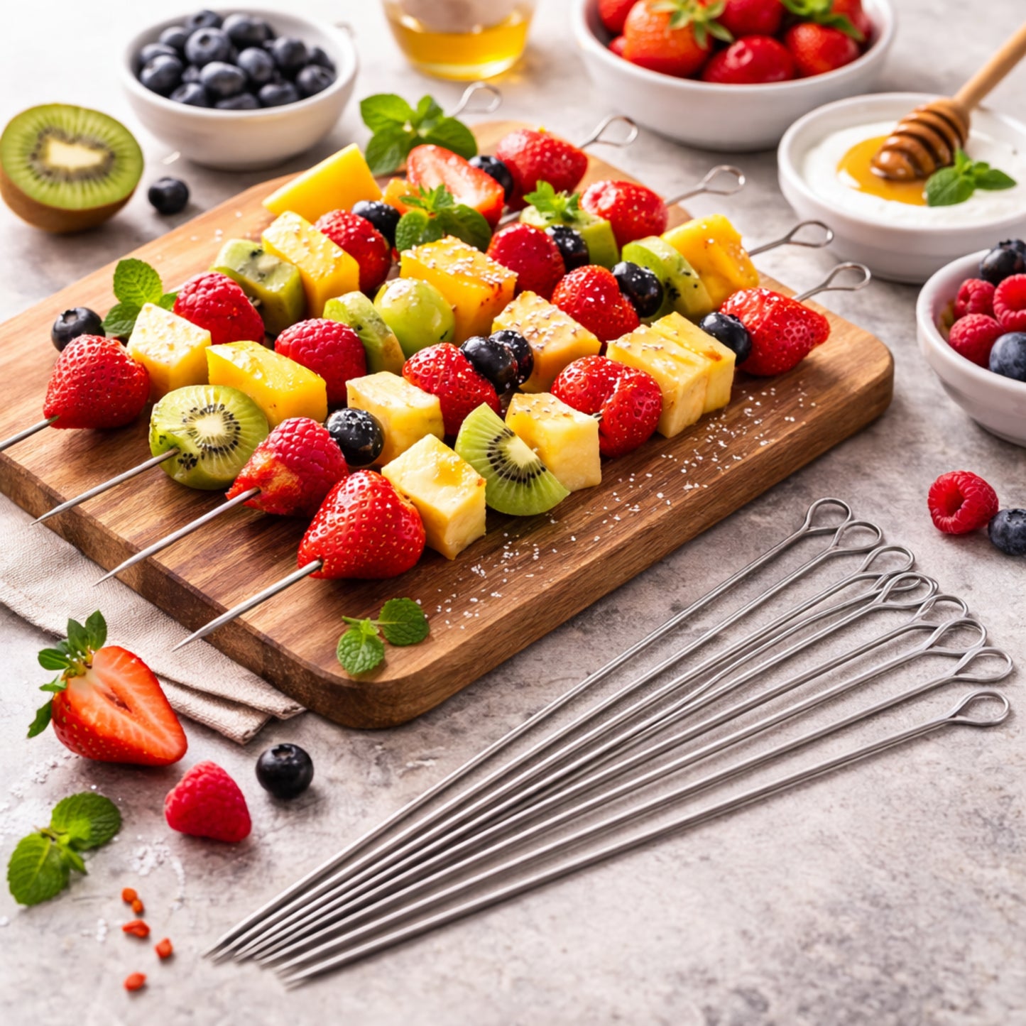 Brochettes en Acier Inoxydable 31 cm – Lot de 10