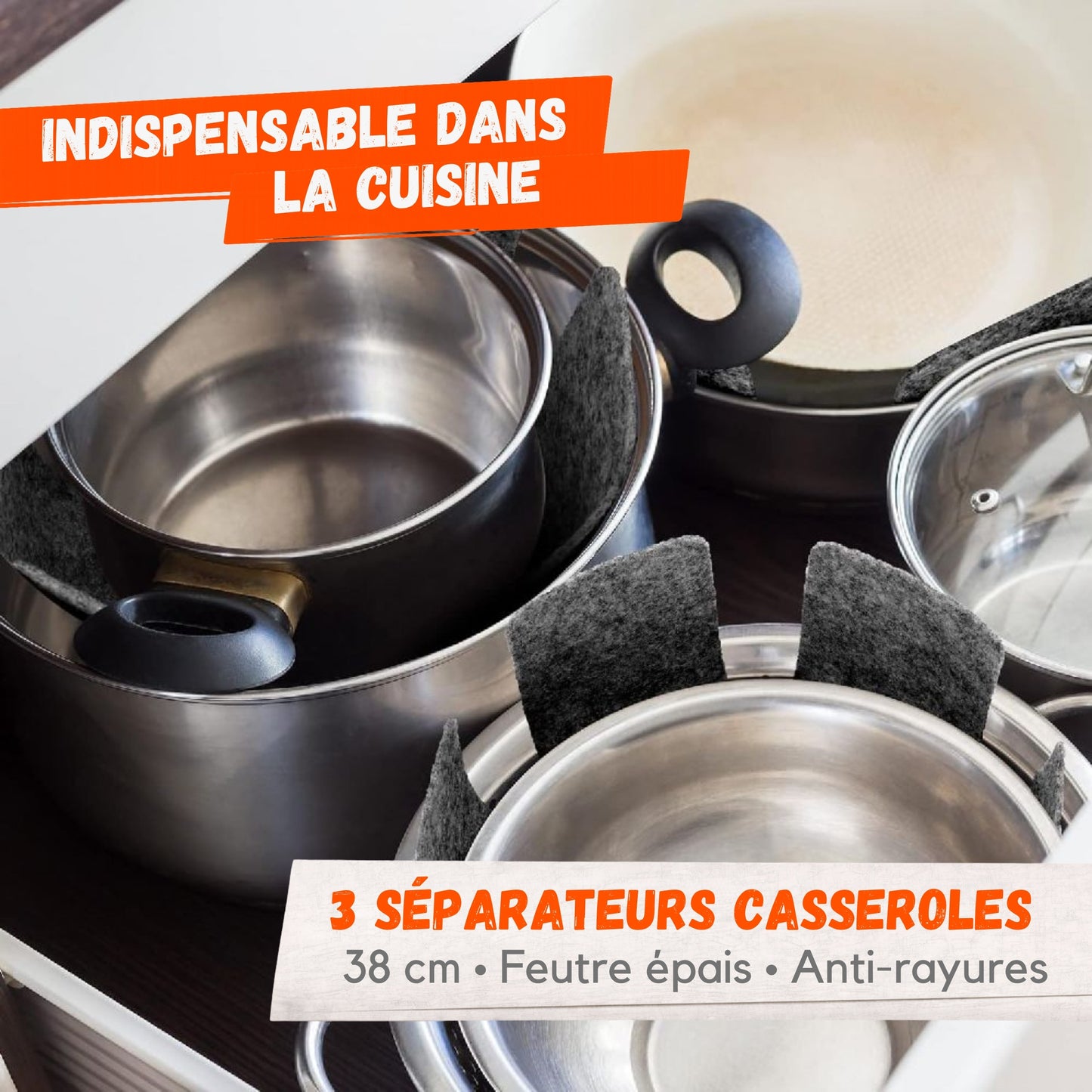 Séparateurs Casseroles 38 cm – Lot de 3