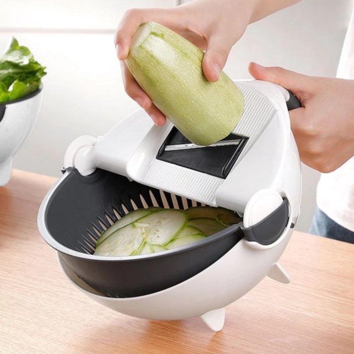 Coupe-Légumes Multifonction 3 en 1 avec Bol Égouttoir