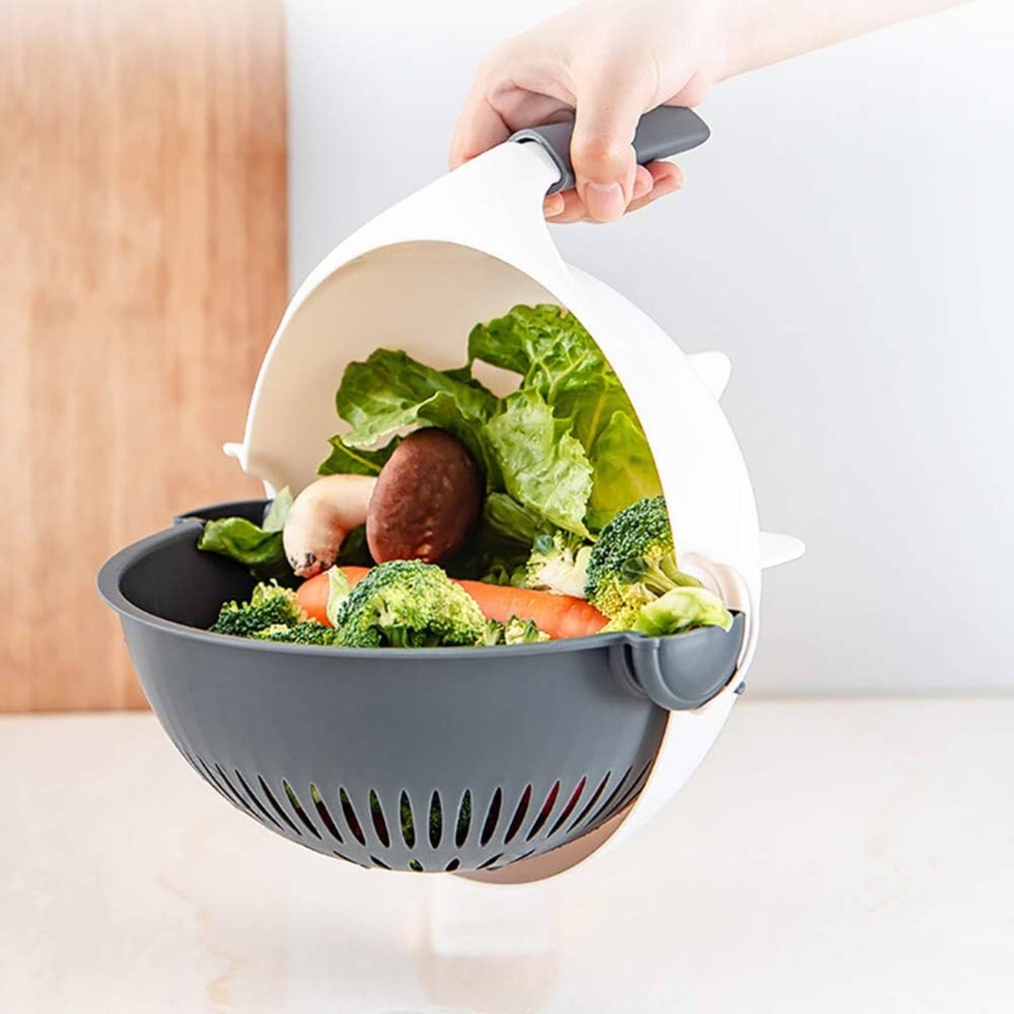 Coupe-Légumes Multifonction 3 en 1 avec Bol Égouttoir