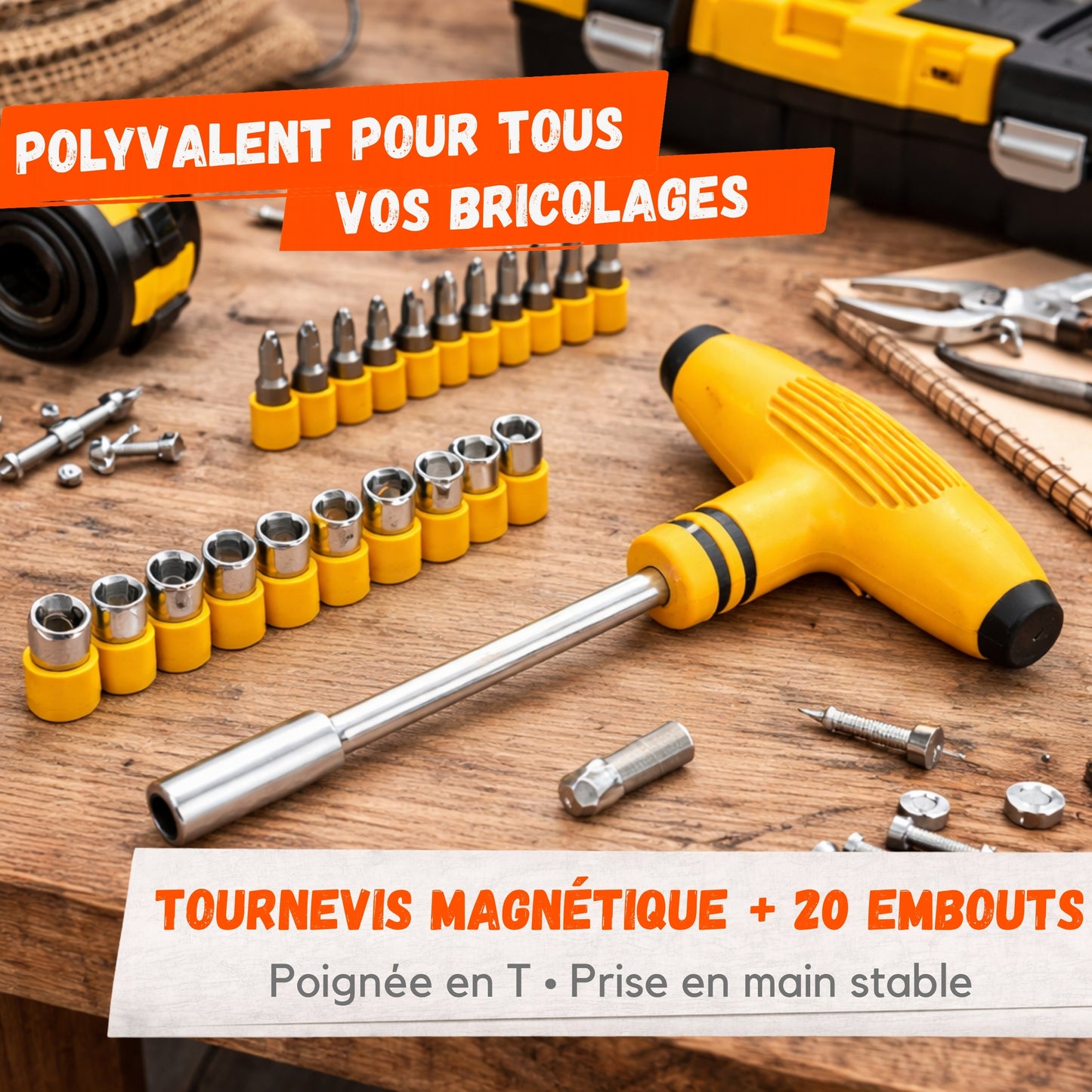 Tournevis en T Magnétique – Kit 20 Embouts
