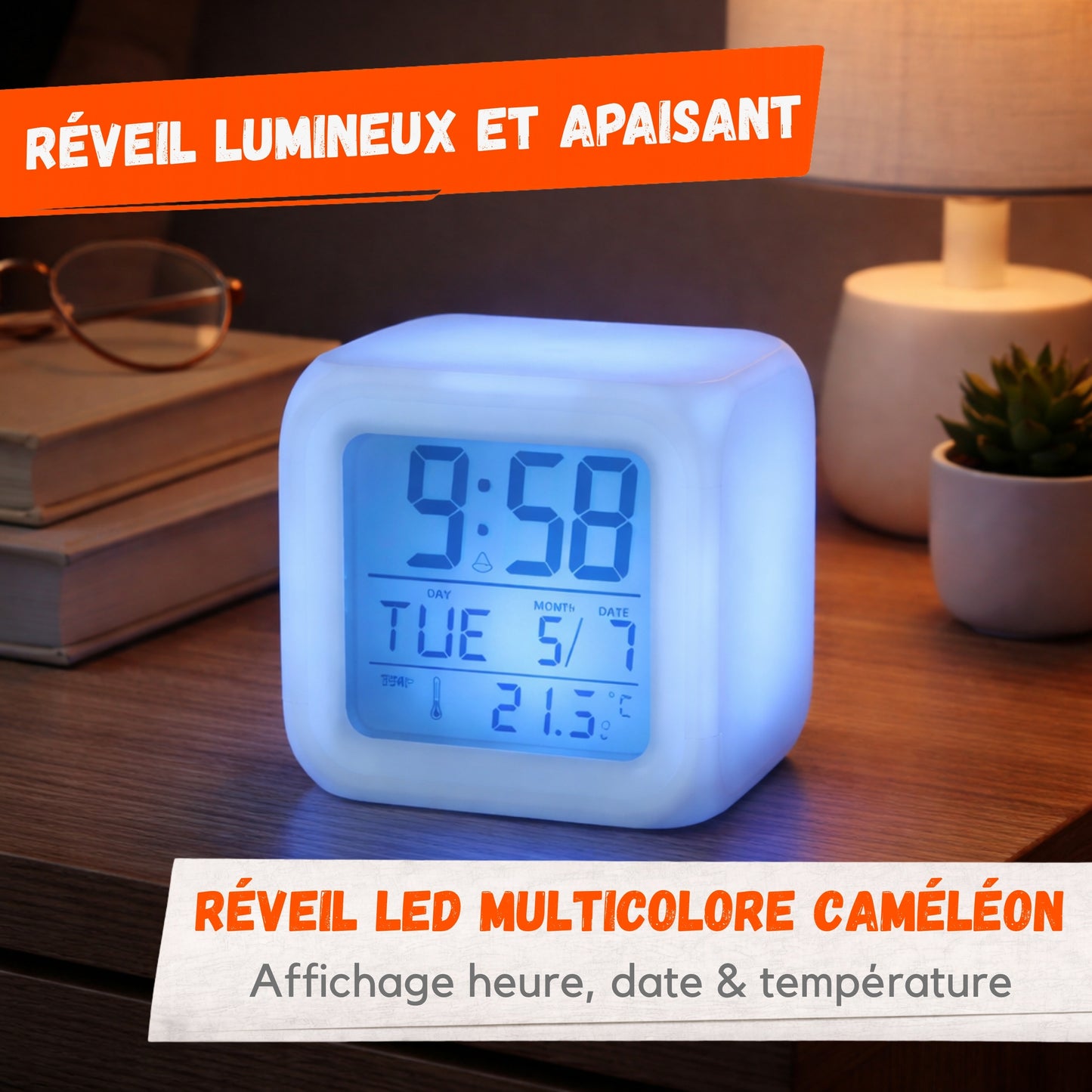 Réveil LED Multicolore Caméléon – Horloge Digitale