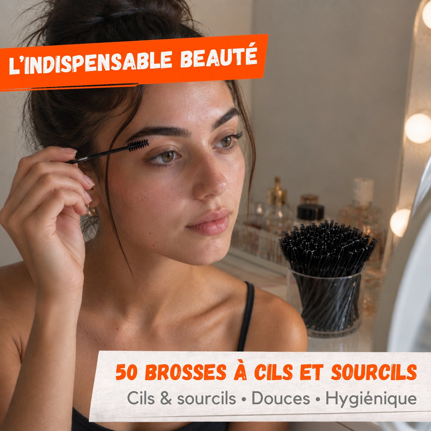 Lot de 50 Brosses à Cils et Sourcils – Goupillons Semi-Réutilisables