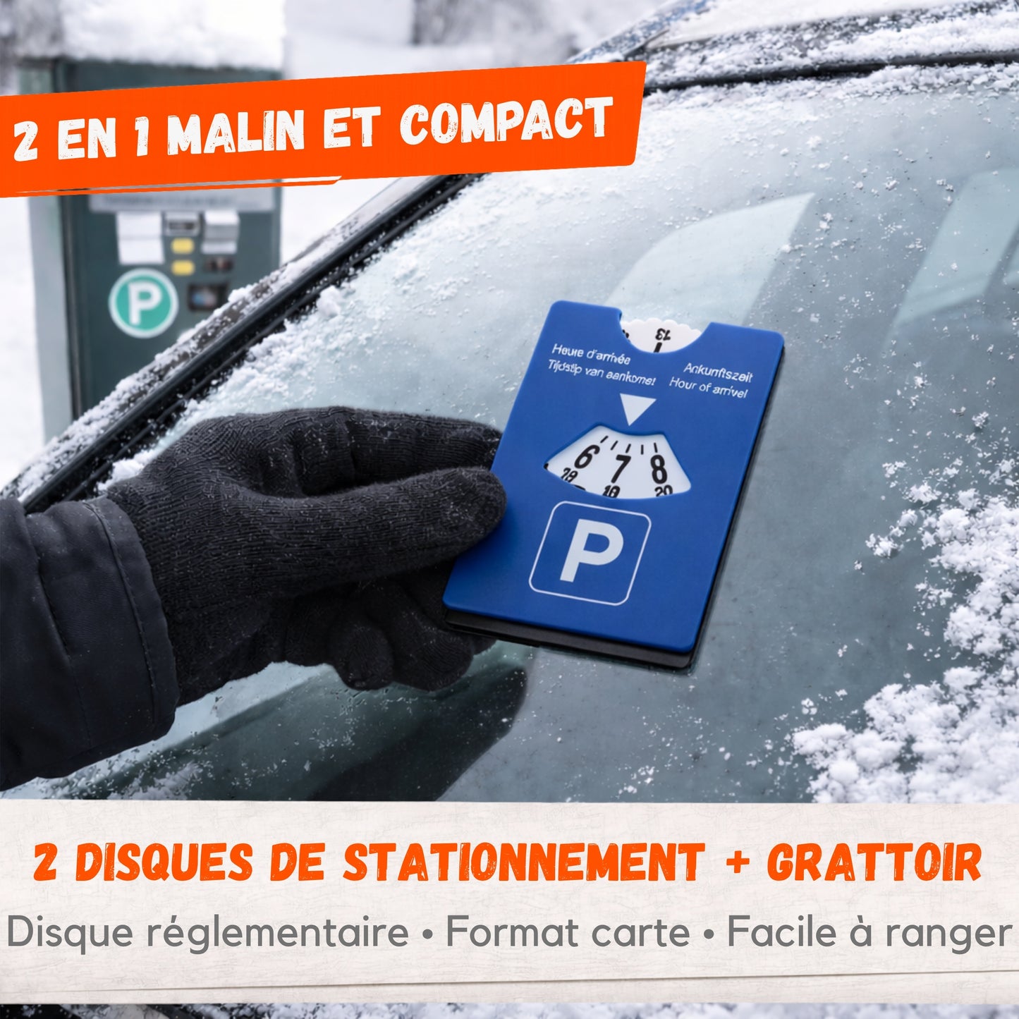 Lot de 2 Disques de Stationnement avec Grattoir Intégré – Format Carte