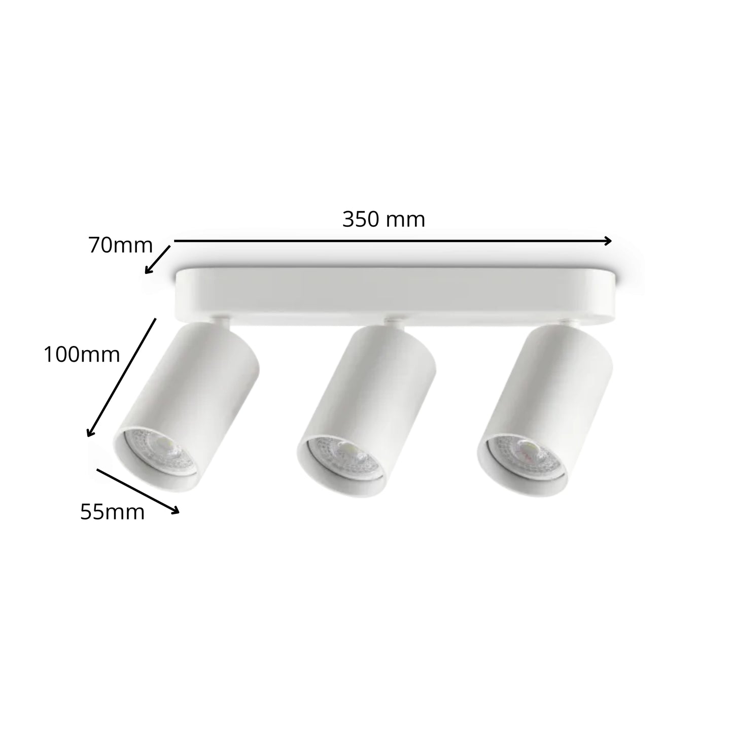 Spot LED 3 Têtes Orientables – Aluminium