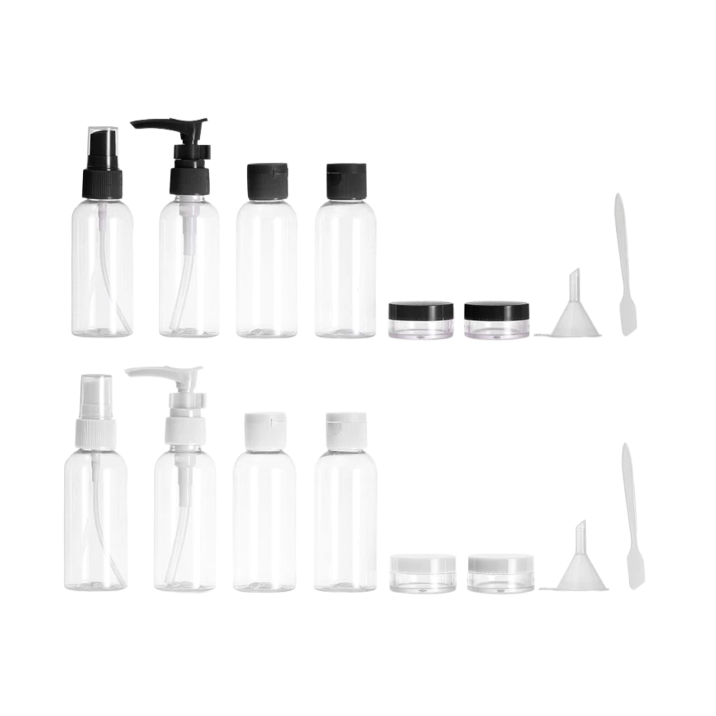 Kit Voyage Flacons 8 Pièces – 70 ml – Flacons Rechargeables Avion Cabine