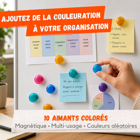 Lot de 10 Aimants Colorés – Couleurs Aléatoires