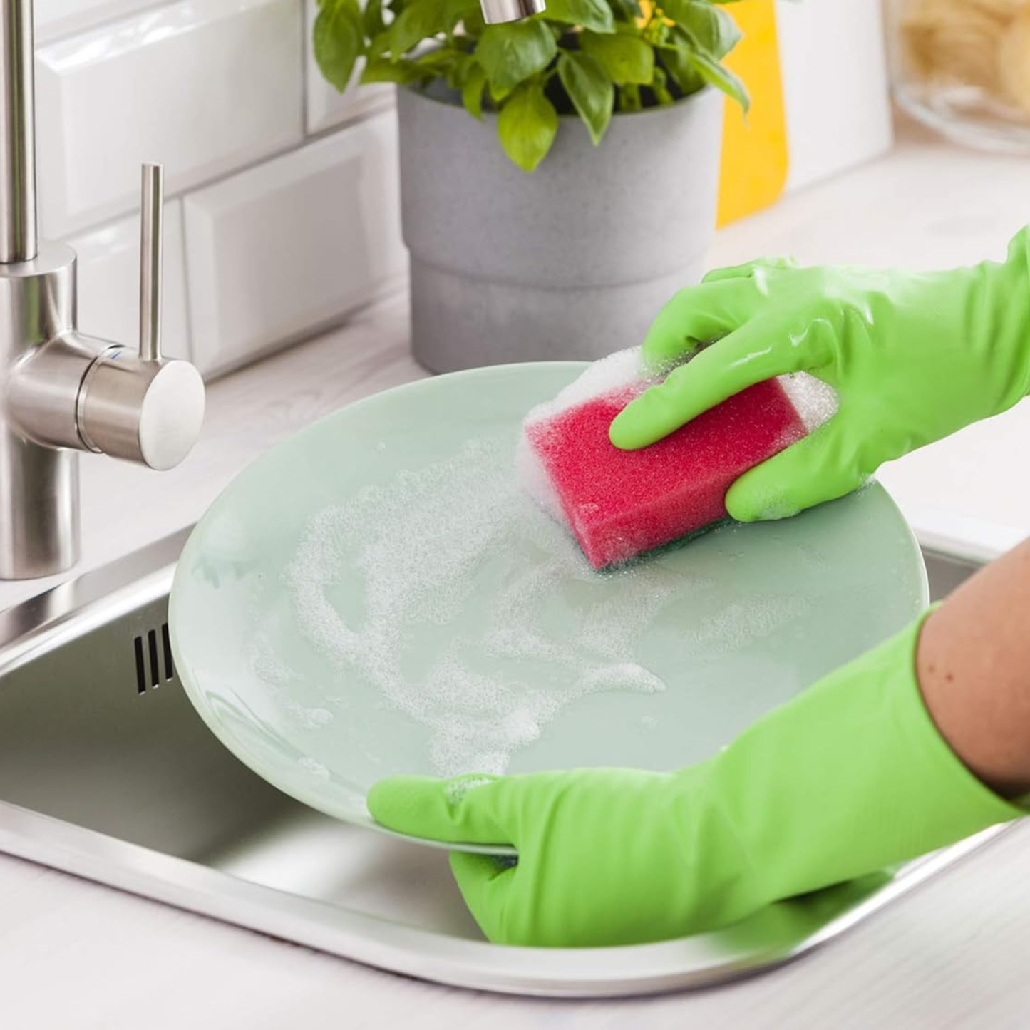 Spugna assorbente per piatti con lato abrasivo – Confezione da 10 spugne multiuso per cucina e pulizia