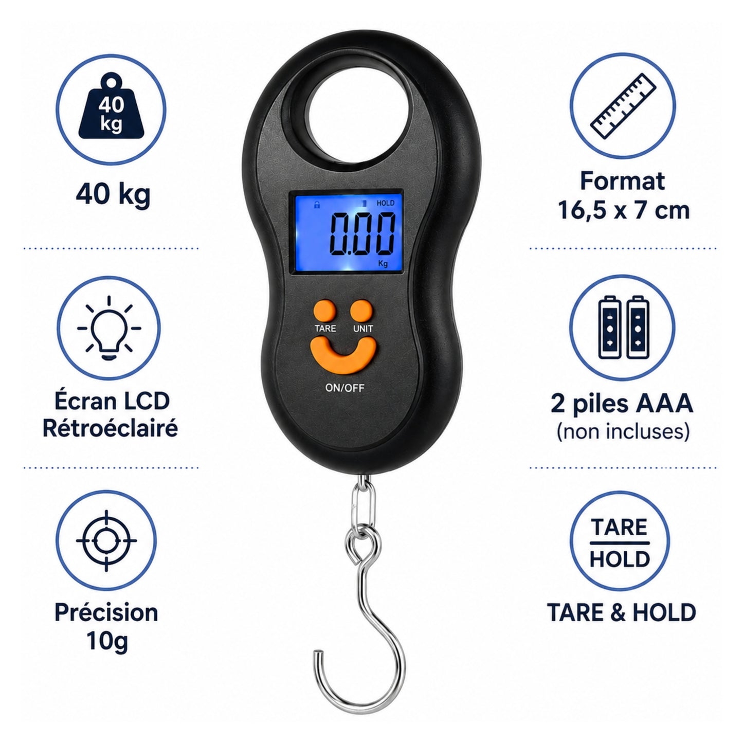 Balance de Pêche Électronique 40 kg – Écran LCD