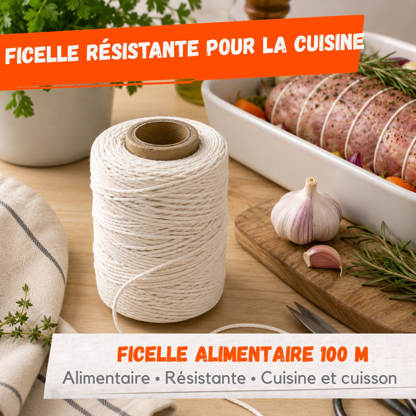 Ficelle Alimentaire 100 m – Fil de Cuisine Résistant