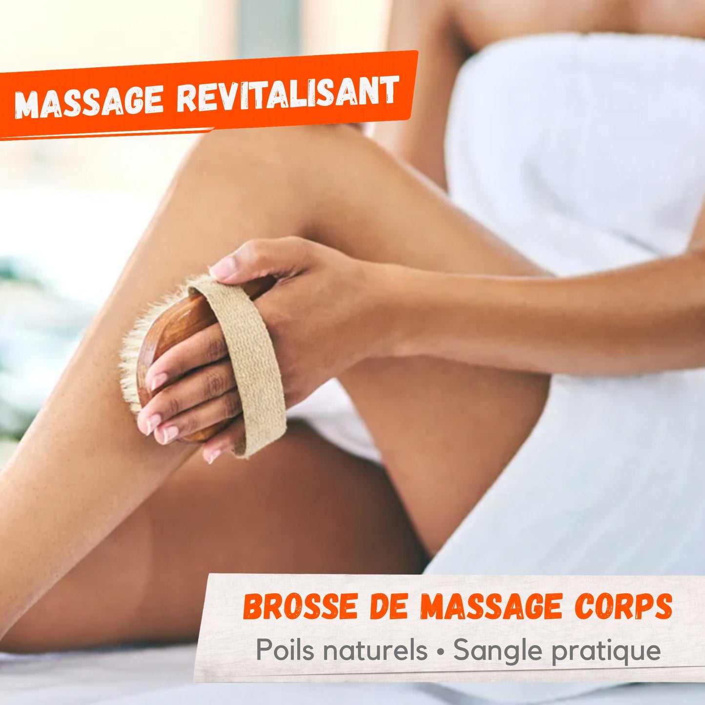 Brosse de Massage Corps – Poils Naturels avec Sangle