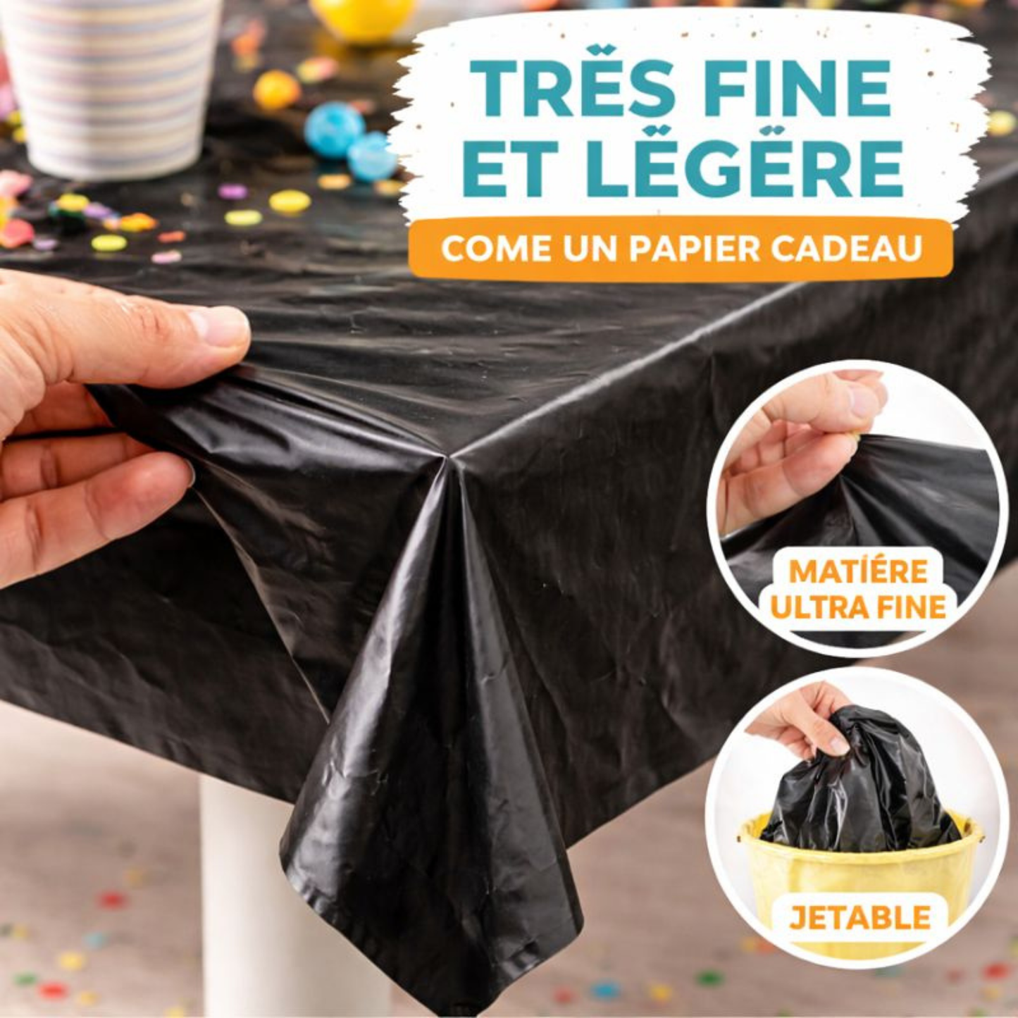 Nappe de Table Noire 137 x 274 cm