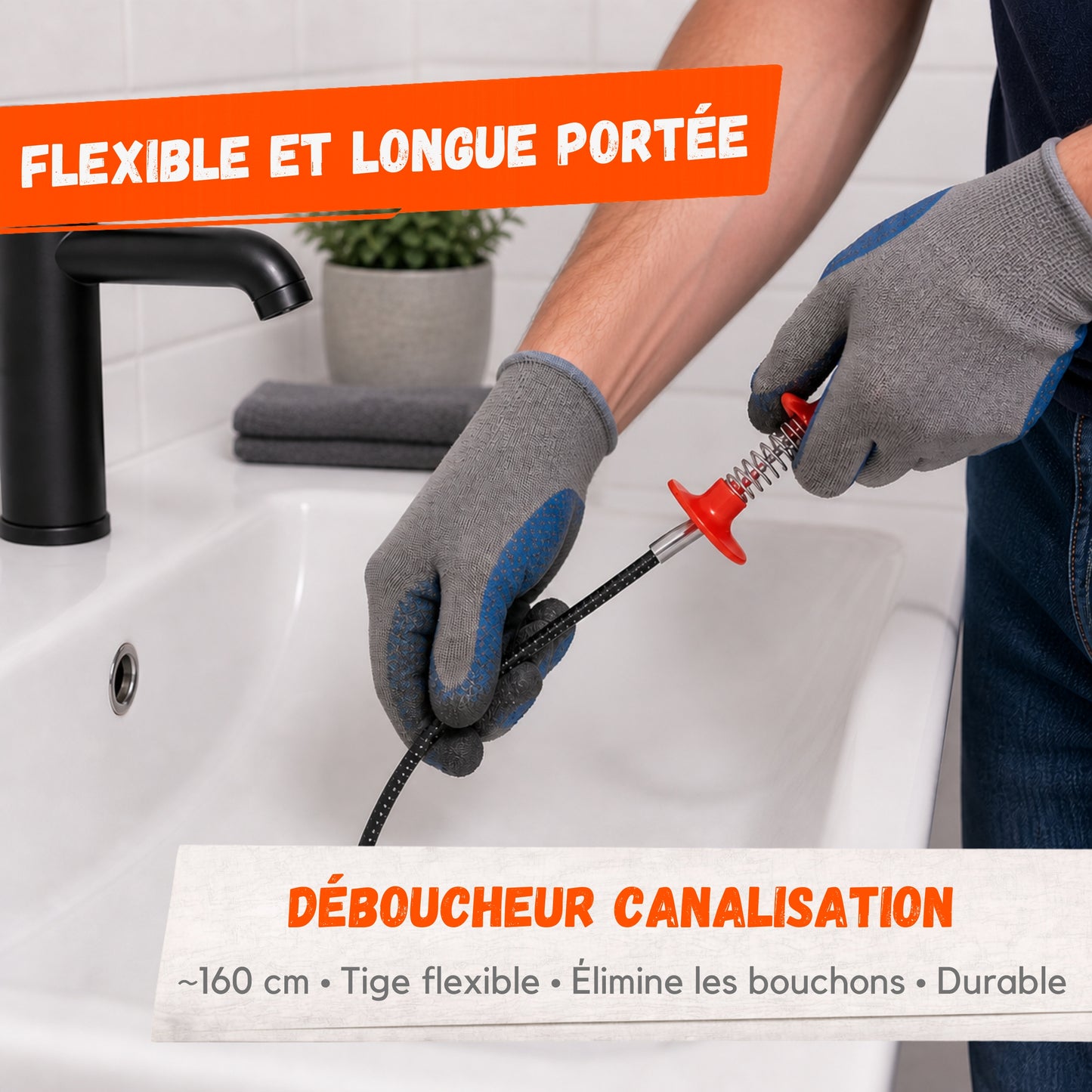 Déboucheur Canalisation 160 cm – Furet Flexible à Griffes