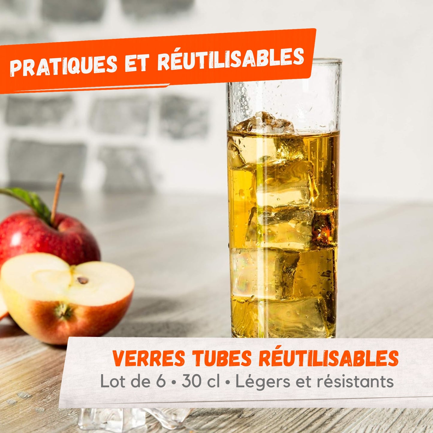 Verres Tubes Réutilisables 30cl – Lot de 6