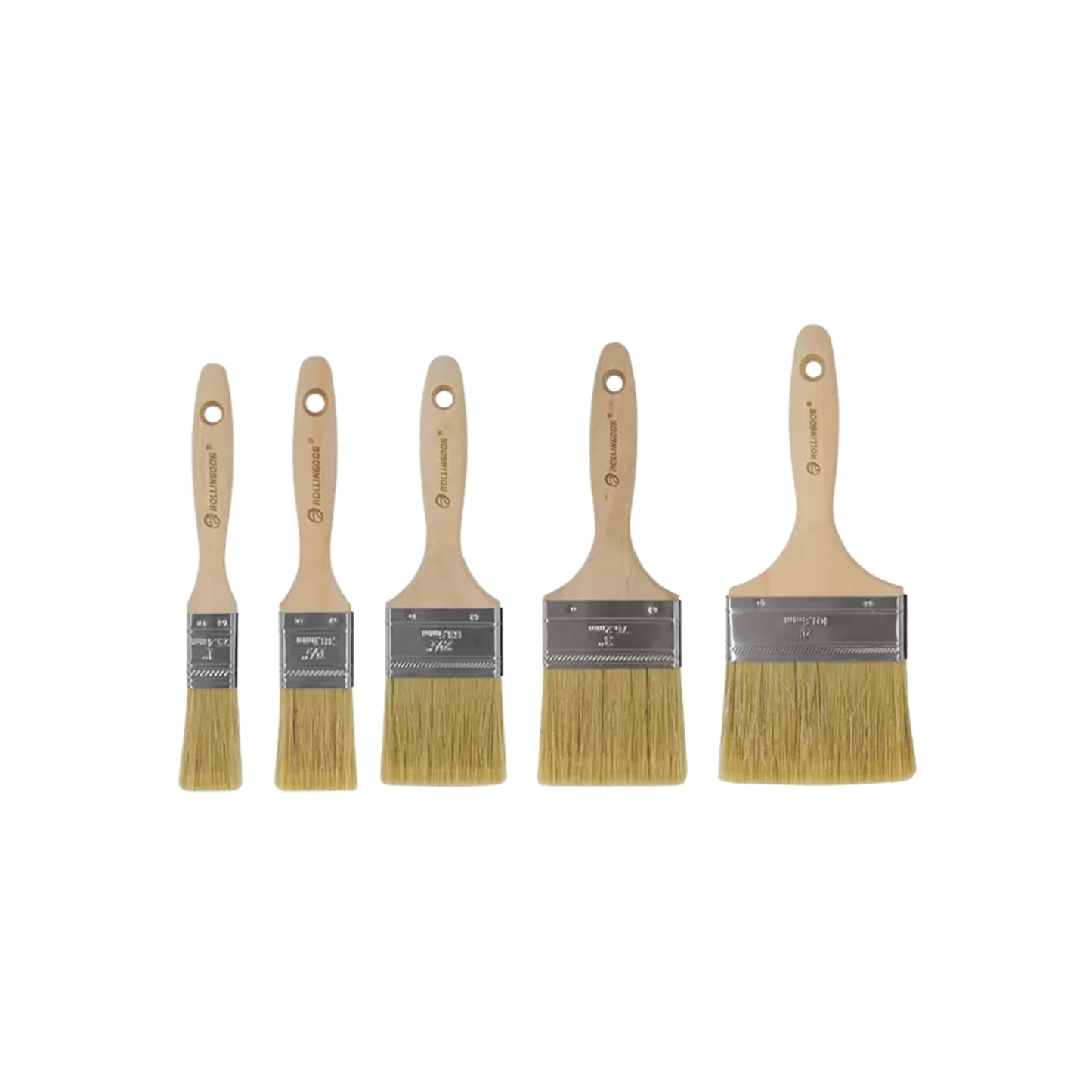 Lot de 5 Pinceaux de Peinture en Bois – 19 à 65 mm