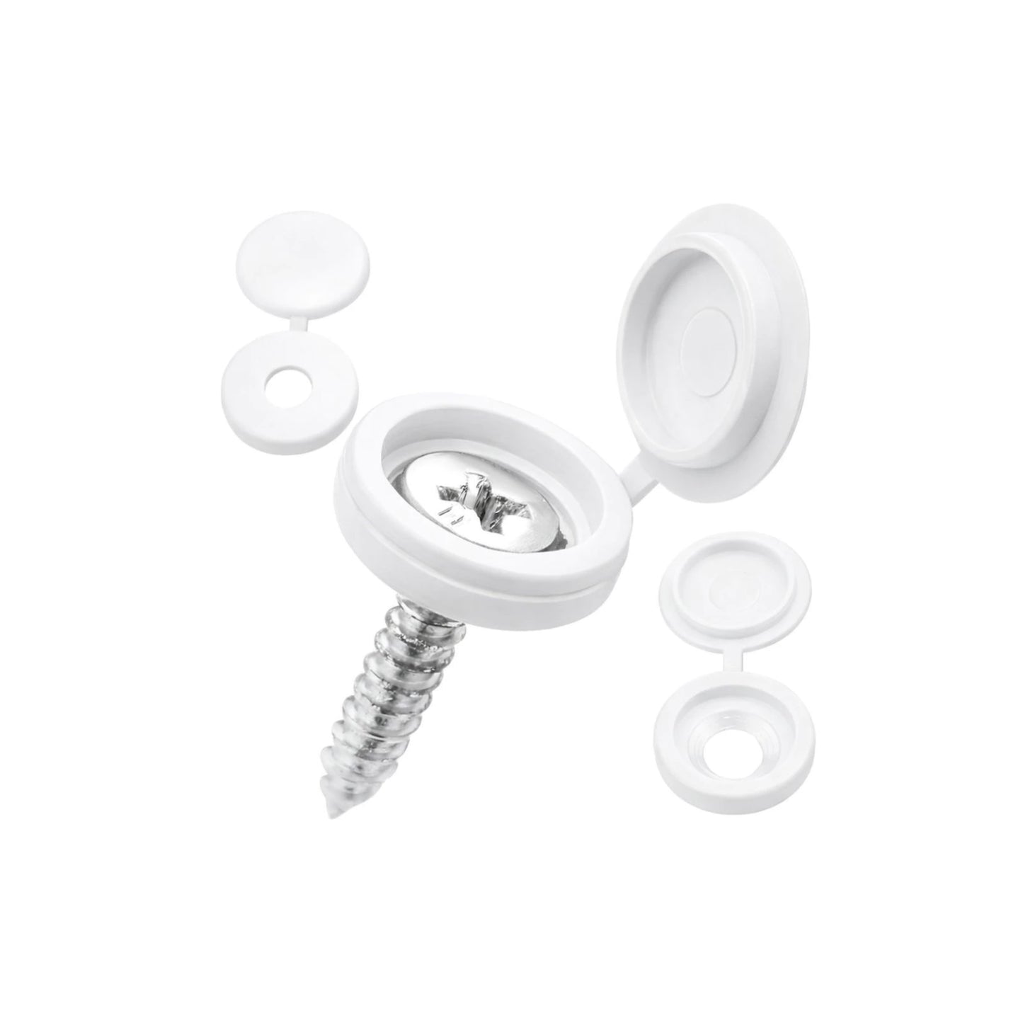 Cache-Vis Blanc 13 mm Clapet – Lot de 100