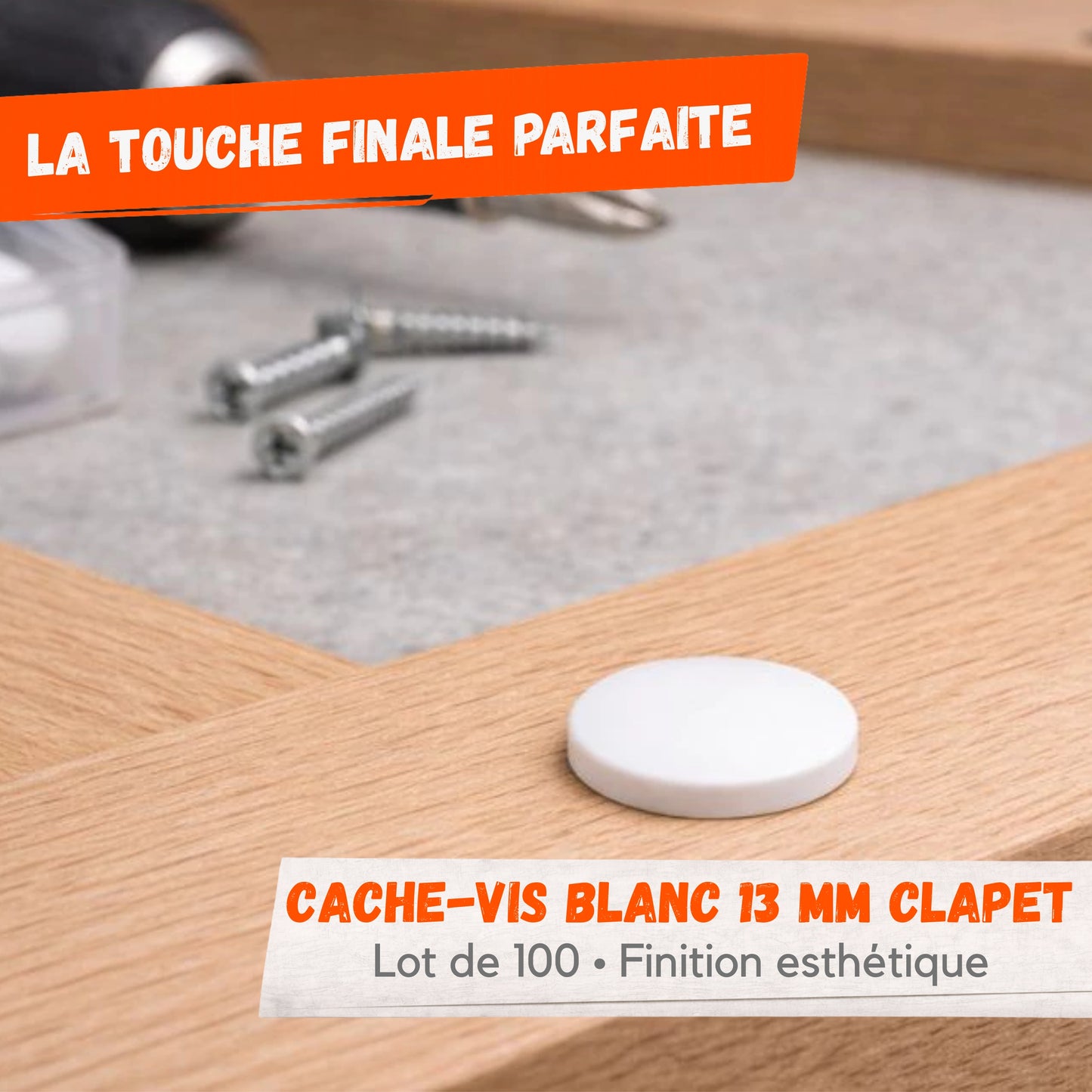 Cache-Vis Blanc 13 mm Clapet – Lot de 100