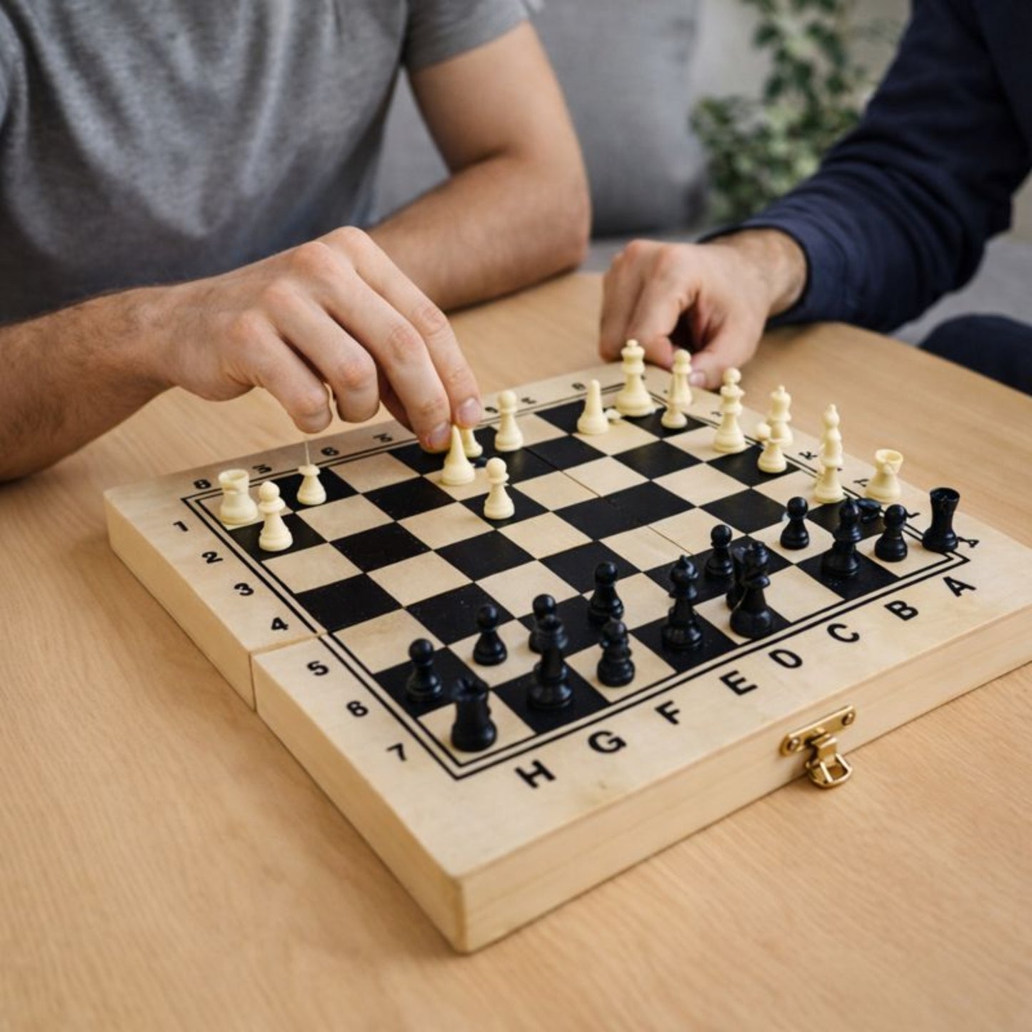Jeu d’Échecs en Bois Pliable 21 x 21 cm
