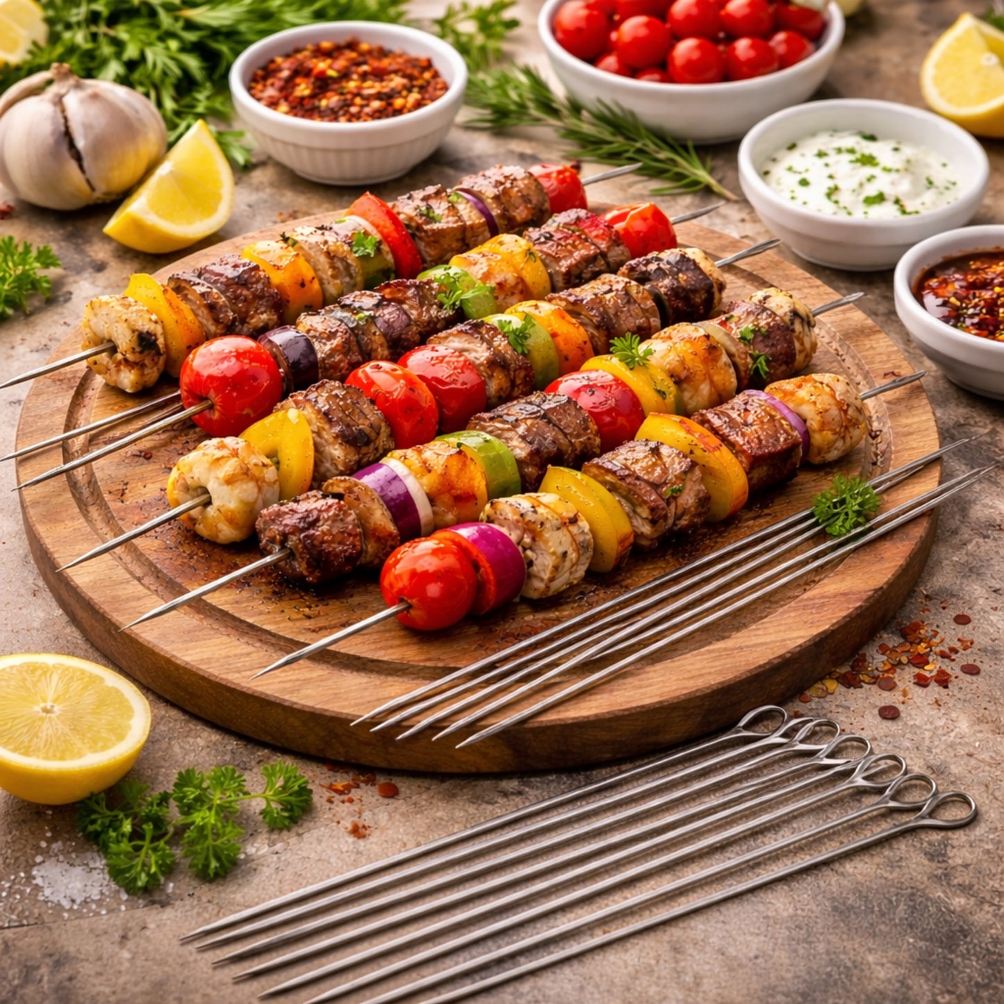 Brochettes en Acier Inoxydable 31 cm – Lot de 10
