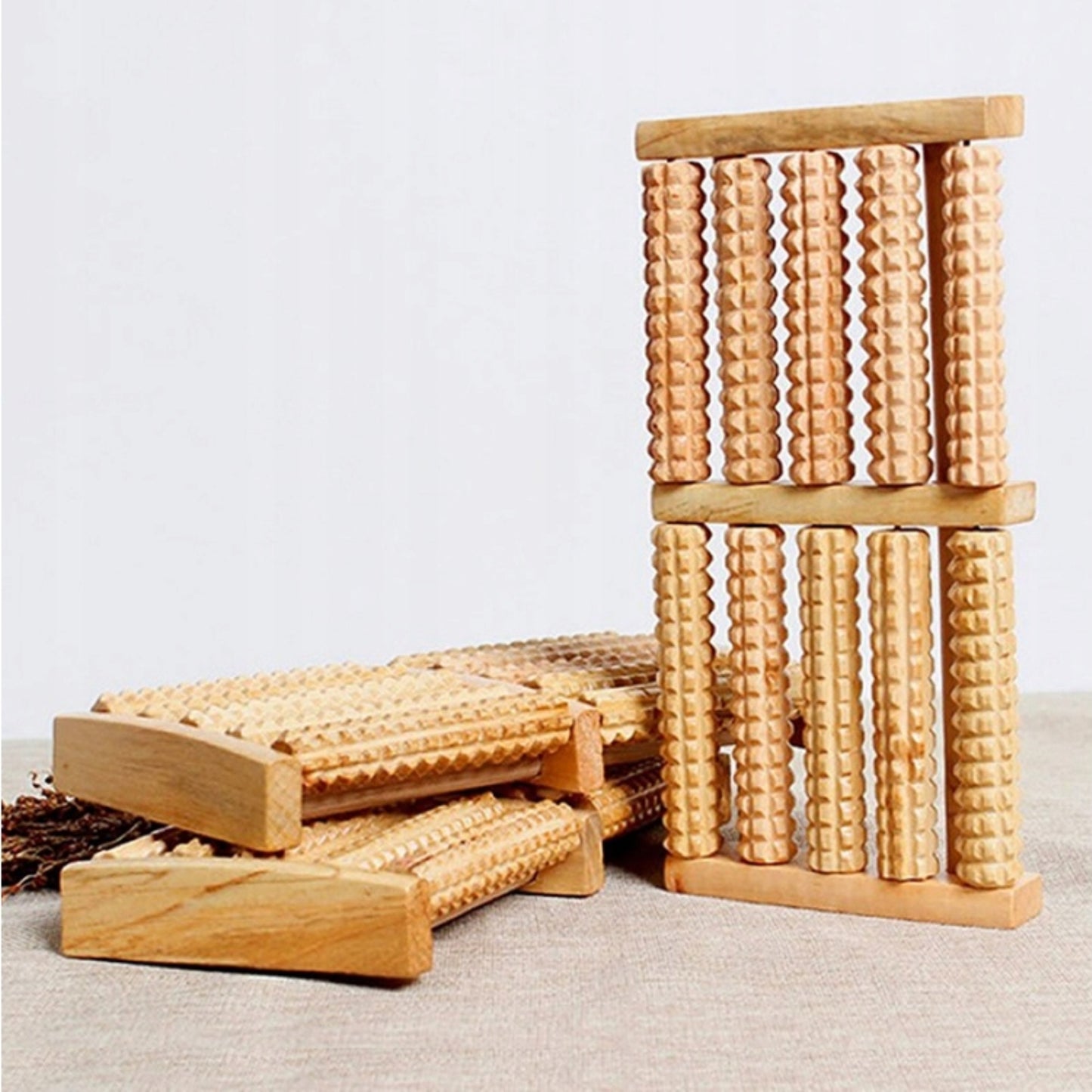 Masseur de Pieds en Bois – 10 Rouleaux – 26,5 cm