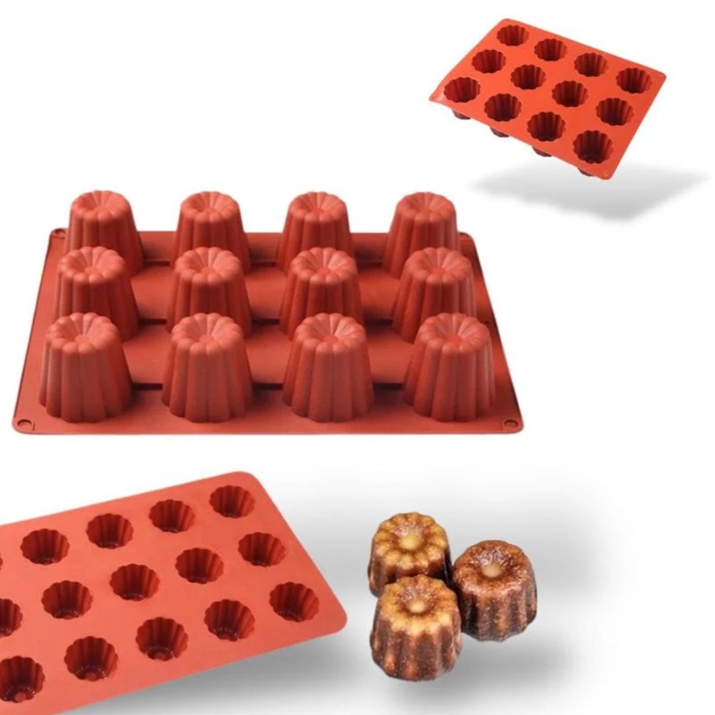 Moule à Cannelés en Silicone 12 Cavités – 29 × 21,5 cm
