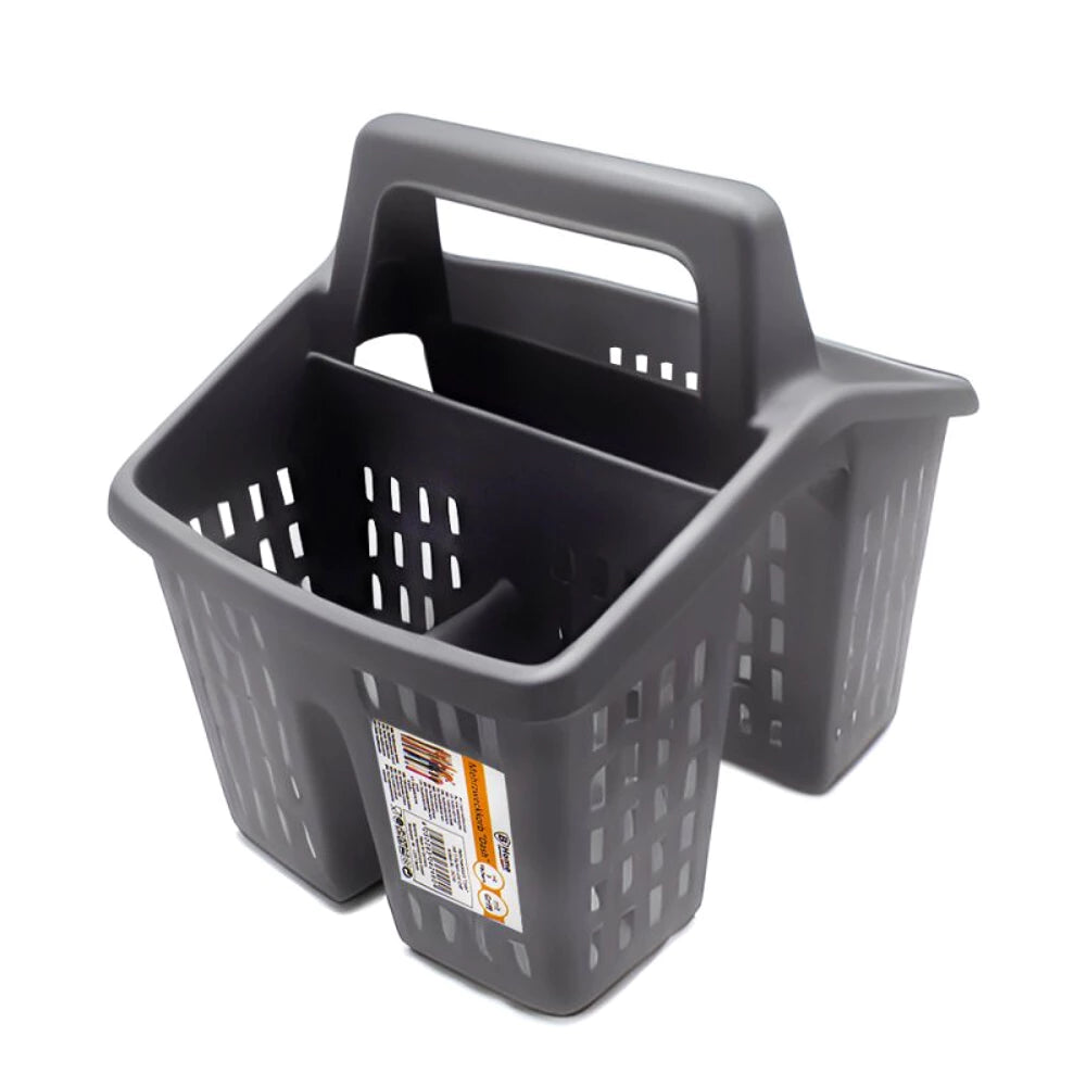 Vassoio portaposate autoportante con scolapiatti – Cestino in plastica a 4 scomparti con maniglia – Organizzazione lavello e cucina